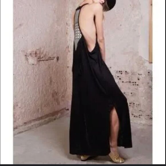 ZHENNYMPH ZHEN NYMPH Tan Black Fringe Tribal Racerback Dreamcatcher Dress S M - Picture 8 of 16